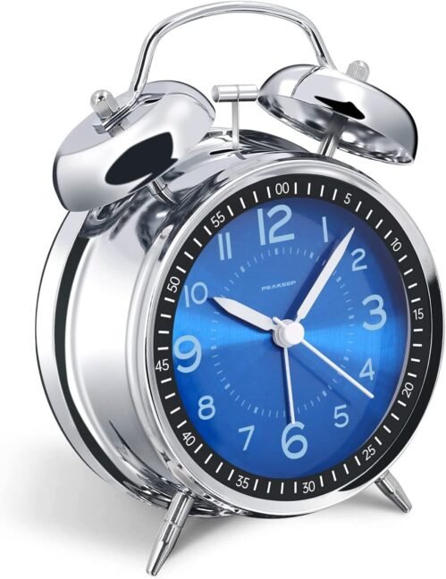 Clock for Heavy Sleepers Adults, Metal 4 Inches Twin Bell Battery Operated