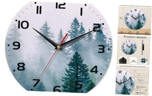Clock for Living Room Wall Clocks Wooden Wall Clock Art Hanging Misty Forest