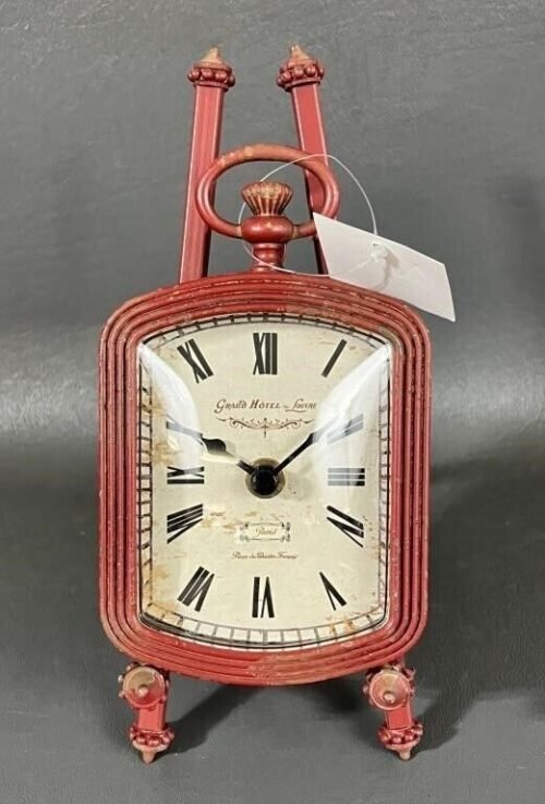Clock Grand Hotel Louvre Paris Stand Red Distressed On Easel Battery