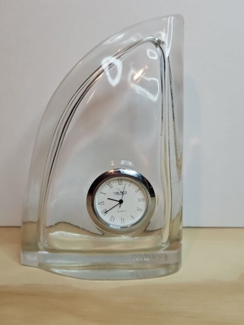 CLOCK Nautica 6" Glass Desk Clock Borgonovo Sail Shaped Mantle Shelf