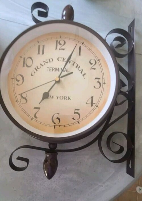 Clock Retro Double Sided Spins 2 Sided Wall Clock Grand Central Terminal Tested