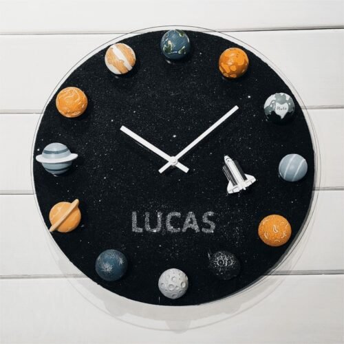 Clocks For Children With Name Wall Art For Kids Room Wall Decor Solar System