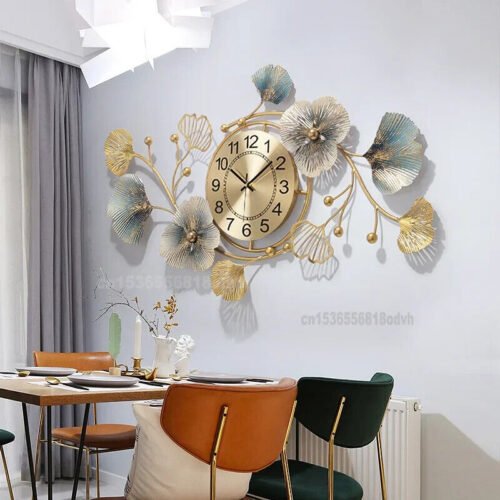 Clocks Living Room Light Wall Clocks Home Decoration Leaf Art Wall Watches