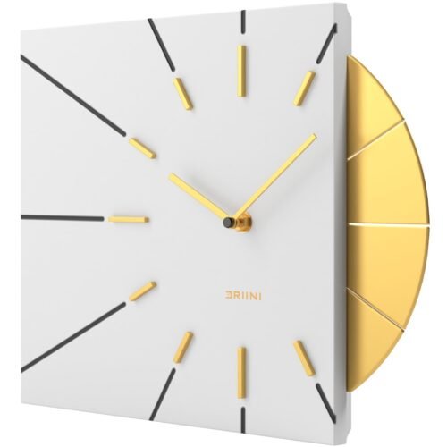 Clocks Mid Century Modern Wall Clock - Square White Clock with Decorative Gol...