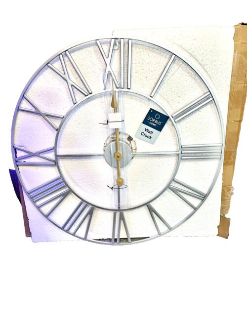 Clock Sorbus Wall Clock Roman Numeral Style 24 inches Brushed Nickel New