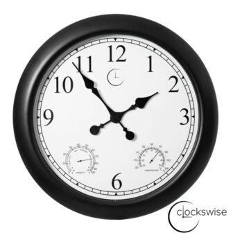 Clockswise 24 in. Large Outdoor Wall Clock Thermometer Combo, Waterproof Hygrometer Silent...