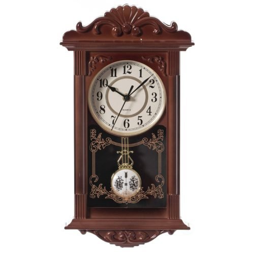 Clockswise Vintage Grandfather Wood-Looking Plastic Pendulum Decorative Batte