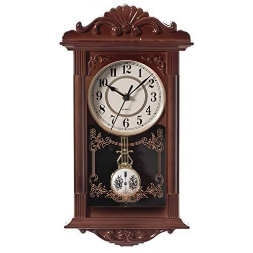 Clockswise Vintage Grandfather Wood-Looking Plastic Pendulum Decorative Batte...