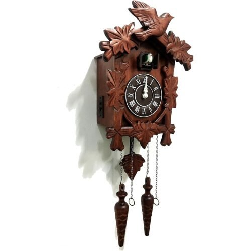 Clock Vintage Large Wooden Wall Clock Handcrafted 13x9.5 Inch Brown