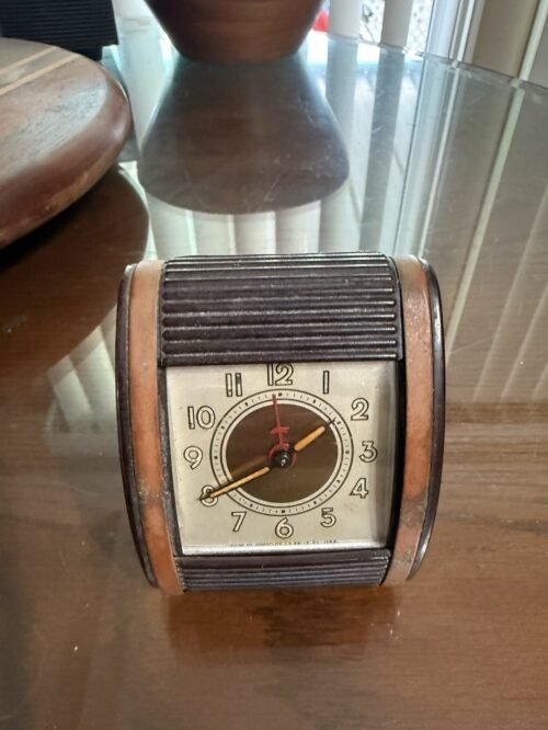 Clock Vintage Wind-up Travel Alarm Clock Westclox with Roll-top Face Cover
