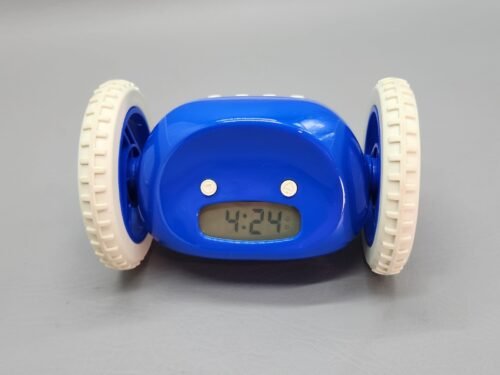 Clocky Alarm Clock Blue Loud for Heavy Sleepers on Wheels Runs Away Moving