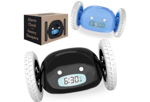 CLOCKY Alarm Clock for Heavy Sleepers on Wheels, Run Away Black Works
