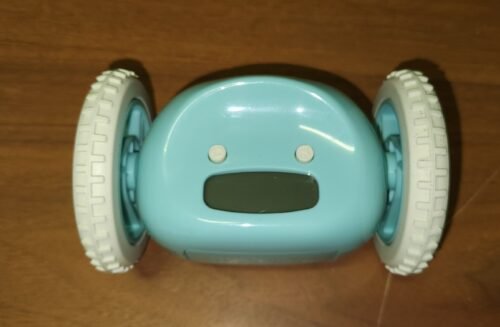 CLOCKY RUNAWAY ALARM CLOCK ON WHEELS - TEAL BLUE