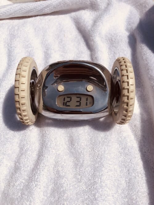 Clocky Runaway Digital Alarm Clock Rare Chrome Version Teen Will Have To Get Up!