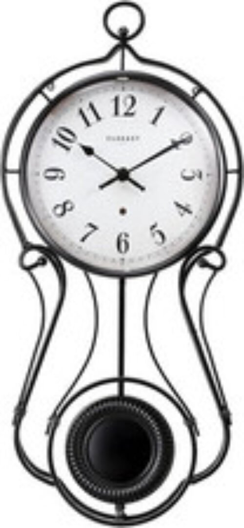 CLXEAST 20 Inch Black Metal Pendulum Wall Clock, Large Large, Modern