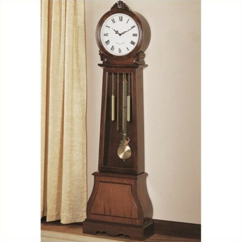 Coaster Traditional Wood Grandfather Clock with Chime in Brown detail image