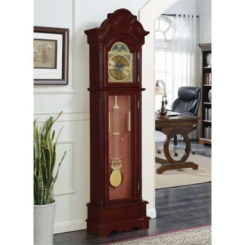 Coaster Traditional Wood Grandfather Clock with Chime in Brown reference photo
