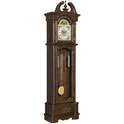 Coaster Traditional Wood Grandfather Clock with Chime in Brown