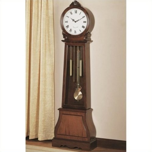 Coaster Traditional Wood Grandfather Clock with Chime in Brown