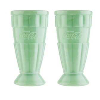 Coca-Cola Jadeite Glass Collection 16-Ounce Malt Cups, Set of 2