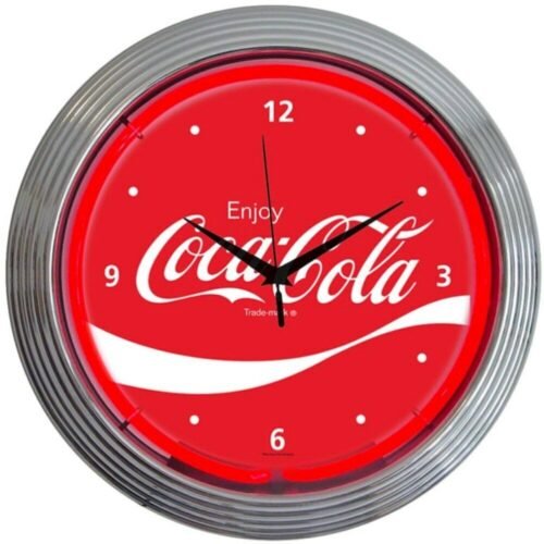 Coca-Cola Wave Logo Red Neon Wall Clock 15" Diameter 8CCWAV Neonetics