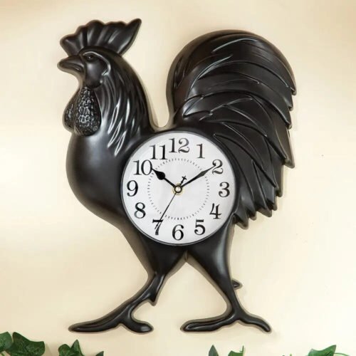 Cock-A-Doodle-Doo Metal Country Rooster Hanging Home Wall Clock