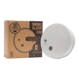 Code One Smoke Detector, Battery Powered with Ionization Sensor, Smoke Alarm