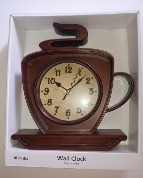 Coffee Cafe Latte Cappuccino 10" Wall Clock Battery Operated 3D Coffee Cup