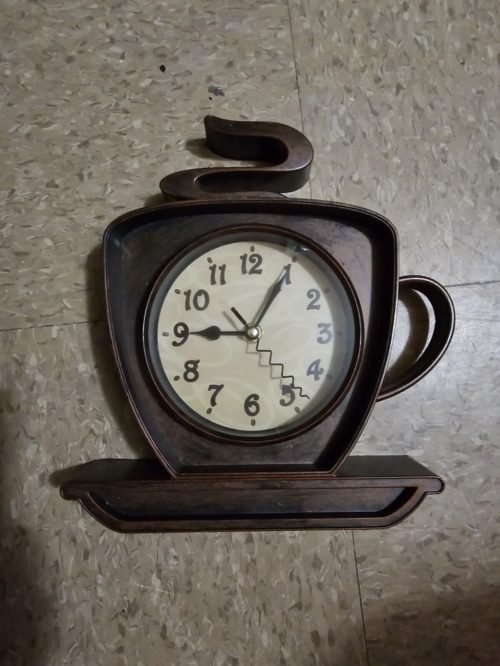 Coffee Cafe Latte Cappuccino 10" Wall Clock Battery Operated 3D Coffee Cup