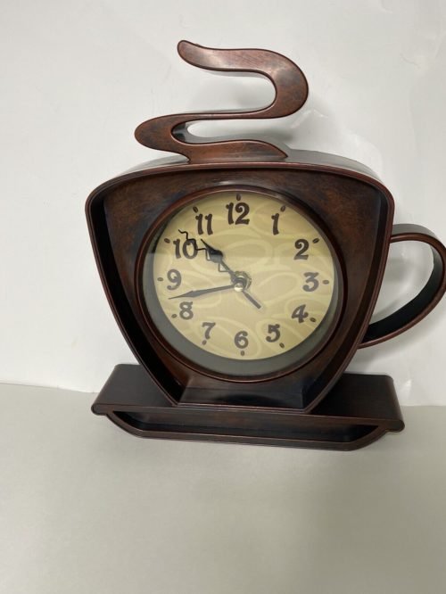 Coffee Cafe Latte Cappuccino 10" Wall Clock Battery Operated 3D Coffee Cup
