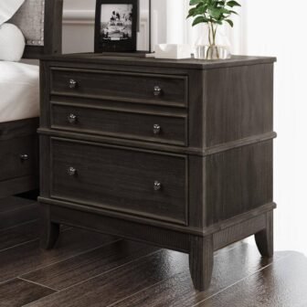Coffee Rustic 3-Drawer 27 in.W Nightstand, Solid Wood Bedside End Table Stand...