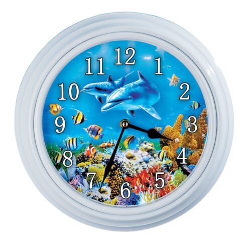 Collections Etc Tropical Dolphin Underwater Scene Wall Clock