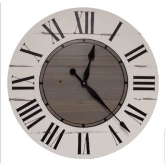 Collum 42 in. White And Gray Farmhouse Wall Clock