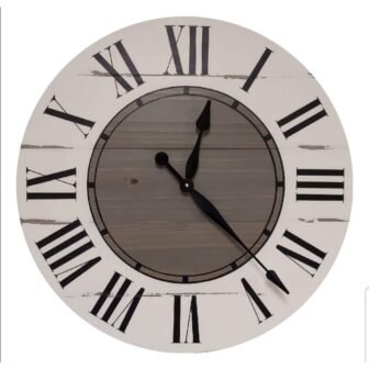 Collum 42 in. White And Gray Farmhouse Wall Clock