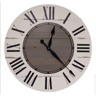 Collum 42 in. White And Gray Farmhouse Wall Clock