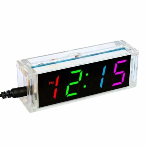 Colorful Digital LED Electronic Clock DIY Kits W/ PCB Soldering Practice Boa