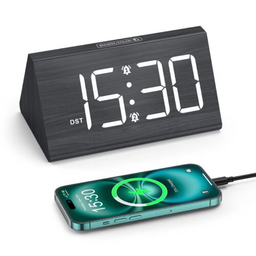 Colorful Lighting Wooden Alarm Clock Digital LED Clock Upgrade Desktop 1 PC