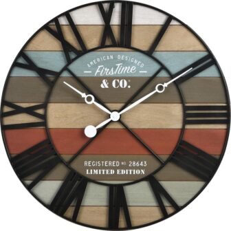 Colorful Maritime Farmhouse Planks Clock