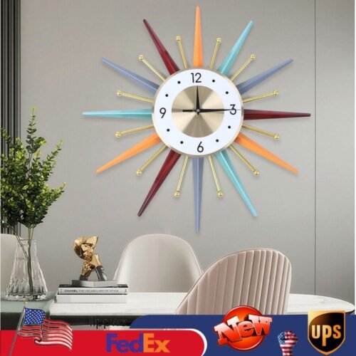 Colorful Modern Wall Clock Starburst Ball Clock Mid Century Festivel Home Decor
