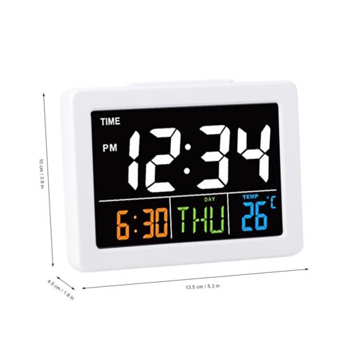 Color Large Screen LCD Electronic Desk Alarm Clock With Temperature Display For