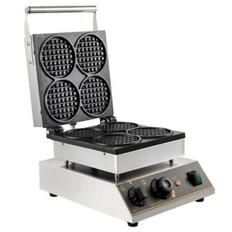 Commercial Round Waffle Maker, 1750-Watt Single Waffle, Stainless Steel, Waffle Cone, Waffle...