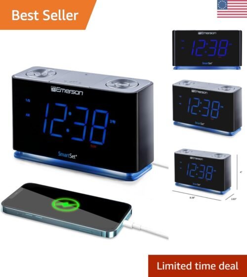 Compact Alarm Clock with FM Radio, USB Port, and Dual Alarm Functionality