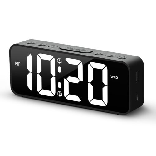 Compact Digital Alarm Clocks for Bedrooms - Small Clock with Large LED Displa...