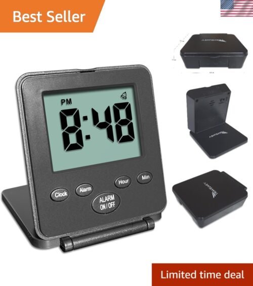 Compact Digital Travel Alarm Clock - Simple Operation with Snooze Feature