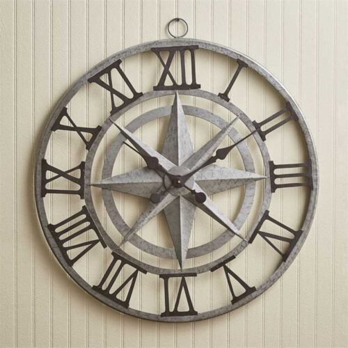 Compass Iron & Glass Wall Clock By Park Designs.