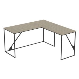 Computer Desk 59 in. L Dark Taupe L Shaped Black Metal