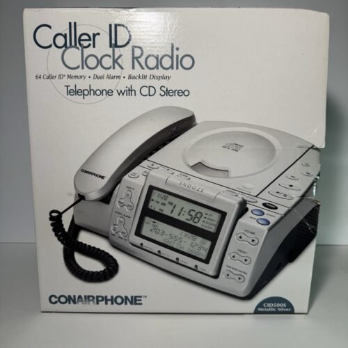 Conair Phone CID500S Telephone am/fm radio alarm clock cd player caller ID VTG