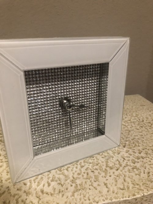 Concepts in Time LLC, NY Bling Desk Clock Works Great 5.4"x5.4" Silver & White