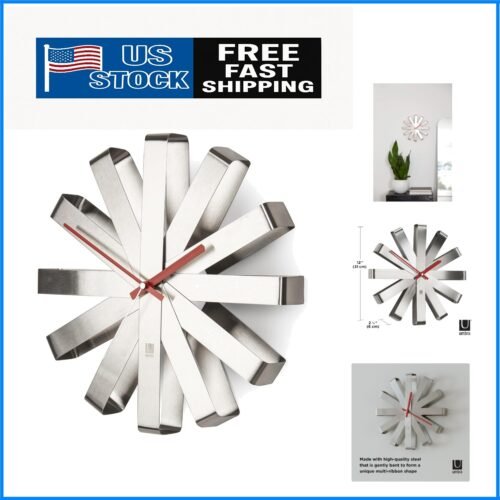Contemporary 12-Inch Wall Clock with Silent Quartz Movement & Easy Installation