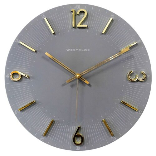 Contemporary 16 "analog QA wall clock - gray with elevated gold figures